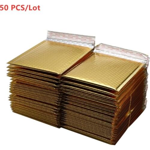 50 PCS/Lot Different Specifications Gold Plating Paper Bubble Envelopes Bags Mailers Padded Shipping Envelope Bubble Mailing Bag