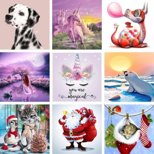 Diamond Painting New 5d Animal Full Diamond Mosaic Diy Cross Stitch Christmas Cats and Dogs Household Items Christmas Gifts