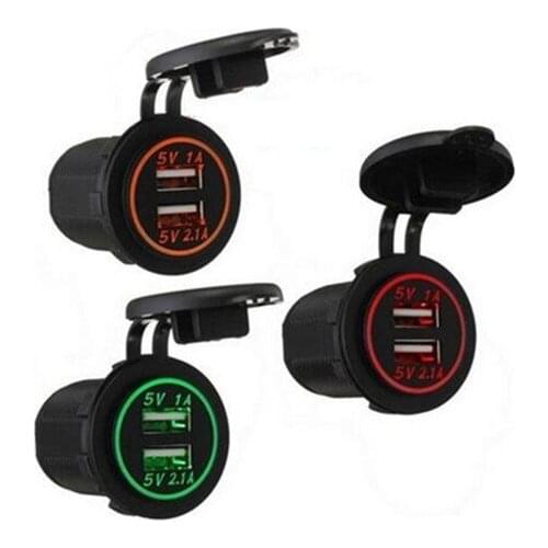 LED Digital Display Car charger DC 12-24V Waterproof Dual Cigarette Lighter USB 2 Port Power Adapter Outlet Socket 5V 2.1A 1A