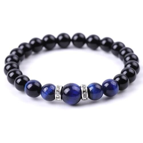 Lover 8mm 10mm Bead Tiger eye Colorful Stone Charm Bracelet for Women Men Energy Friendship Buddha Couple Strench Jewelry
