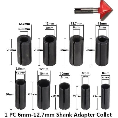1pc 6mm 6.35mm 8mm 9.5mm 10mm 12mm 12.7mm Shank Adapter Collet CNC Router Tool Holder Milling Chuck Collet