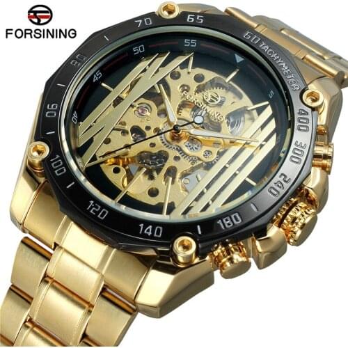 FORSINING Automatic Mechanical Men Wristwatch Military Sport Male Clock Top Brand Luxury Steel Skeleton Waterproof Man Watch 009