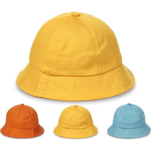 Kids Cap 2021 Summer logo Customization Yellow Cap For Boys Girls Childrens Fishermans Hat Sun Caps Baby Hats 1-12 Years Old