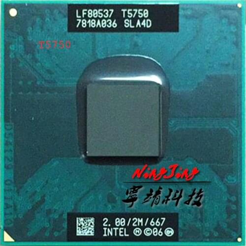 Intel Core 2 Duo T5750 SLA4D 2.0 GHz Dual-Core Dual-Thread CPU Processor 2M 35W Socket P