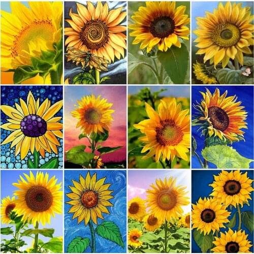 EverShine 5D DIY Diamond Embroidery Flower Diamond Mosaic Sunflower Picture Of Rhinestones Painting Beaded Decor For Home