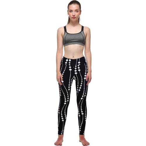 European and American womens Leggings elastic slim fit high waist nine point printed Leggings