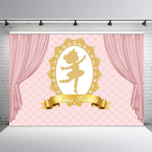 BEIPOTO Princess Backgrounds Pink Birthday Party Gold Crown Ballet Girl Portrait Photography Backdrop Photocall Photo Studio