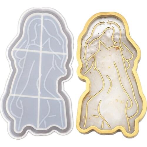 DIY Dish Face Body Line Resin Art Molds Silicone Rolling Tray Mold Resin Jewelry Making Plate Soap Molds Home Decoration