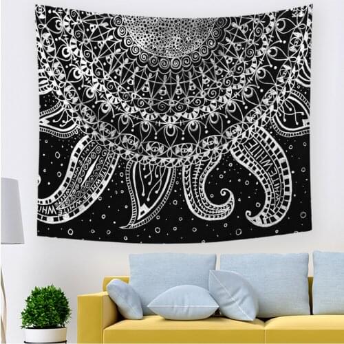 Black Mandala Tapestry Wall Hangings Witchcraft Tapestry Sun Moon Star Dorm Room Carpet Astrology Blanket Wandkleed Tapestries