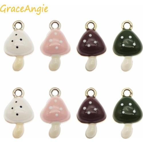 GraceAngie 8pcs alloy mushroom Charms Bracelet Pendant Necklace Cute Cartoon Jewelry Accessories Earrings Findings DIY Keychain