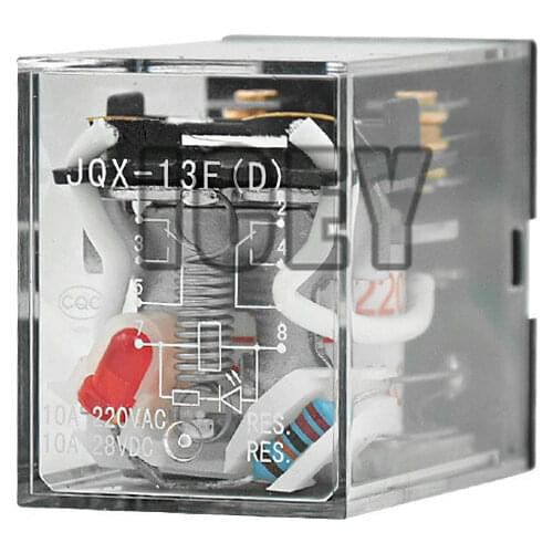 JQX-13F(D) Small electromagnetic relay 10A AC220V 8 Pin Copper Coil Power Relay Switch LED