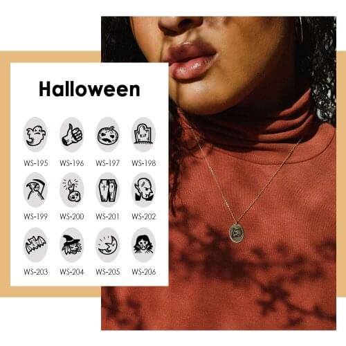 JUJIE Stainless Steel Pendant Necklace Knight Spear Necklace Engrave Ghost Skeleton Necklace For Women Men Halloween Gift