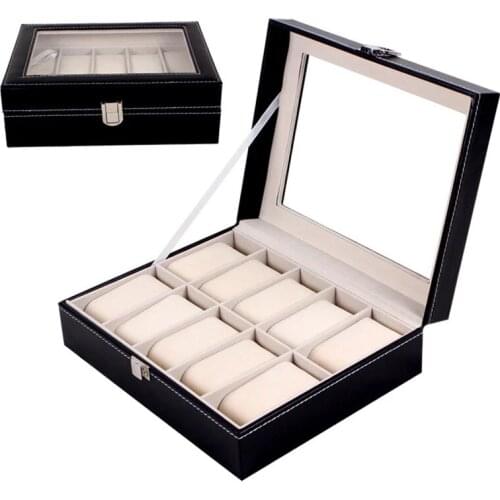 2/3/4/5/6/10 Grids Watch Box Leather Watch Case Holder Organizer Storage Box for Quartz Watches Jewelry Boxes Display Best Gift