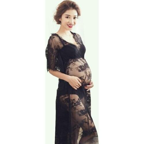 Lace Maternity Photography Props Maternity Dresses For Photo Shoot Black Sexy Dresses For Pregnant Women Pregnancy Clothes Dress