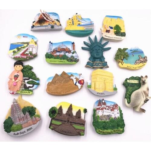 Japan Egypt Laos France Cambodia Australia Romania Morocco Turkey UK India Fridge Magnet Souvenir Home Decoration