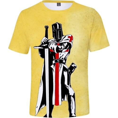 Aikooki New Knights templar 3D T shirts Men/women Fashion Casual Short Sleeve Boys/girls Tees O-Neck Breathable T shirt