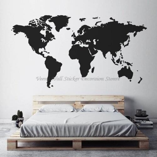 World map wall sticker travel agency office school classroom teenager bedroom home decoration glass door decal mural gift D6