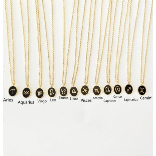 New Arrival Zodiac Sign 12 Constellation Necklaces Crystal Charm Gold Chain Choker Necklaces for Women Birthday Jewelry Gift