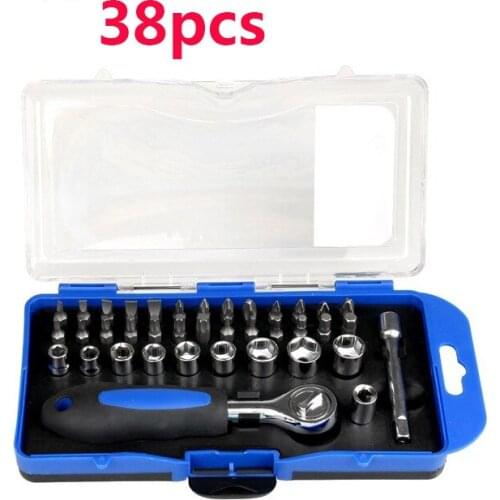 New high quality, 23 29 38 piece ratchet wrench simple maintenance car tool set combination eight in one screwdriver sleeve