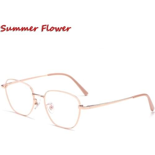 Rose Gold Eyewear Hexagon Frame Prescription Glasse Pure Titanium Fashion Women Spectacles Folding Anti Blue Ray Glasses Frame