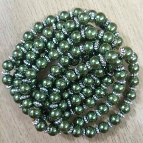 Wholesale 7 stands Free Shipping Fashion Jewelry pearl Round Beads Stretch Bracelet 7" FG4037