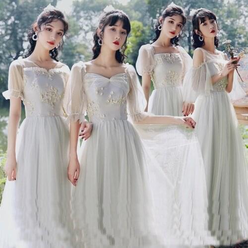 Bridesmaids Dresses Illusion Strapless Pleat Embroidery Half Appliques Lace Tulle Off The Shoulder Women Wedding Party Gown E328