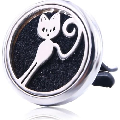 Sexy Cat Car Air Diffuser Stainless Steel Vent Freshener Car Essential Oil Diffuser Perfume Aromatherapy Necklace Open Locket