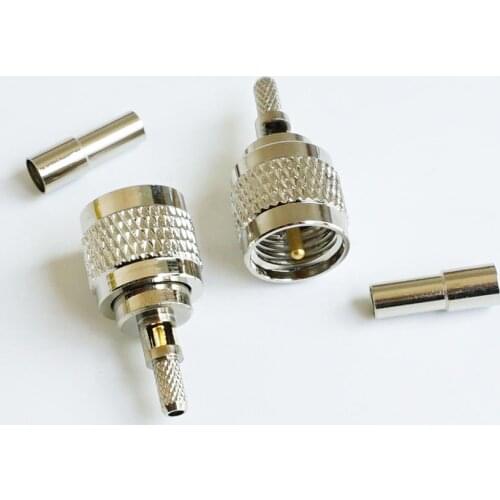 RF miniUHF Connector MINI UHF miniUHF Male plug Window Crimp For RG316 RG174 RG179 LMR100 Cable Brass Straight Coax RF Adapters