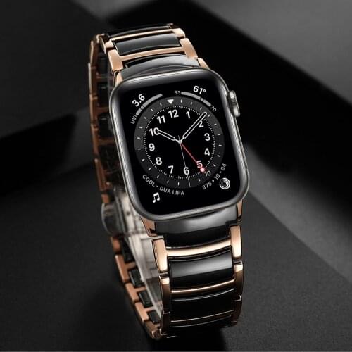 Luxury strap for apple watch 6 se band 44mm 40mm series 5 4 Bracelet for iwatch 3 42mm 38mm Stainless Steel Ceramic watchbands