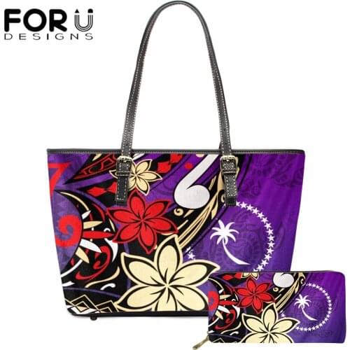 FORUDESIGNS Luxury Handbag Chuuk Polynesian Plumeria Design Women Handle Bag Fashion Brand Lady Tote Big Capacity Shopping Purse