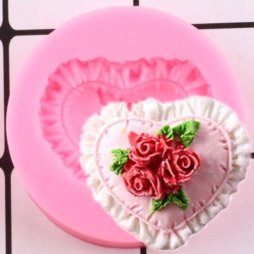 Heart Silicone Mould DIY Wedding Rose Cupcake Topper Fondant Molds Candy Chocolate Moulds Cake Decorating Tools Resin Clay Mold