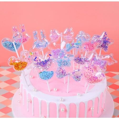 Fairy Wedding Cupcake Topper Unicorn Love Bow Shiny Happy Birthday Cake Topper Flags for Wedding Birthday Party Cake Decorations