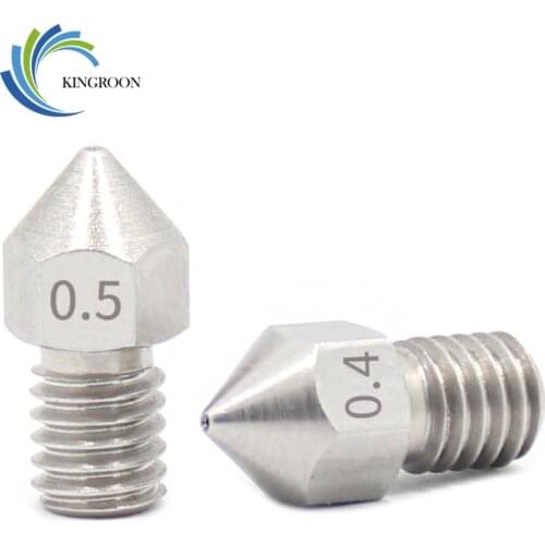 5pcs/lot MK8 V5 V6 Stainless Steel Nozzle 0.3mm 0.4mm 0.5mm M6 Threaded Part For Extruder 3D Printers Parts 1.75mm 3mm Filament