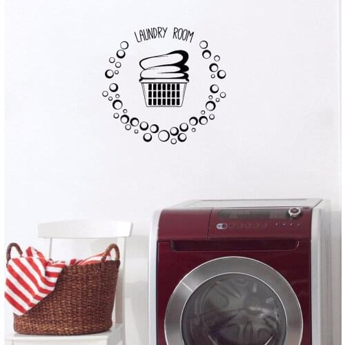 Laundry Room Vinyl Wall Decal Laundry Description Sticker Wash, Dry, Fold, Iron, Sort, Detachable Decor Wallpaper DW6853