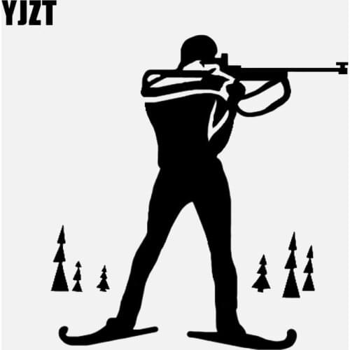 YJZT 12.2*13CM Biathlon Cross Country Ski Race Rifle Sports Decor Car Sticker Graphic Vinyl Silhouette C12-1544