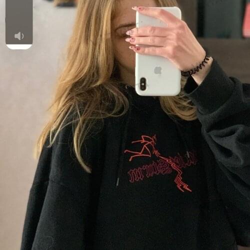Harajuku Oversized Women Hoodies Grunge Letter embroidery Sweatshirt Korean Autumn Long Sleeve Hooded Female Pullovers Y2K Tops