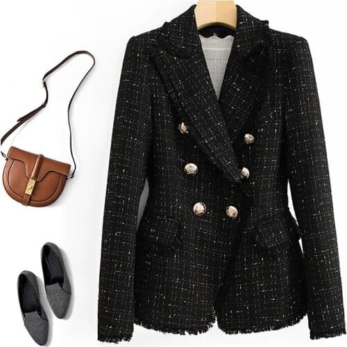 Goddess temperament tweed suit jacket 2021 New double-breasted high-quality slim suit is thin and Small fragrance Jacket Women