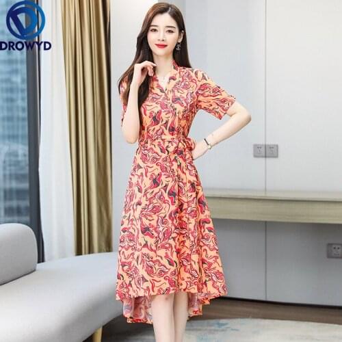 2021 Summer Orange Chiffon Beach Vacation Maxi Dress Elegant Vintage Runway Print Dresses Elegant Women Bodycon Party Vestidos