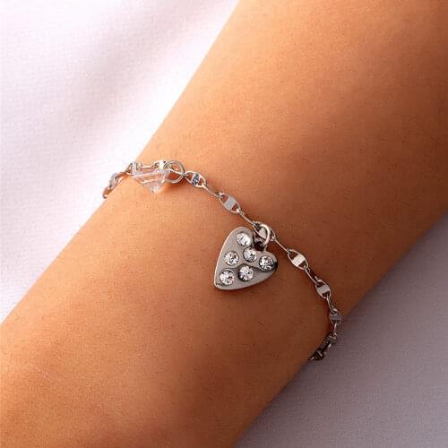 Ins Gold Chain Love Heart Angel Wings Adjustable Minimalism Bracelets Trendy Korean Fashion Women Party Jewelry