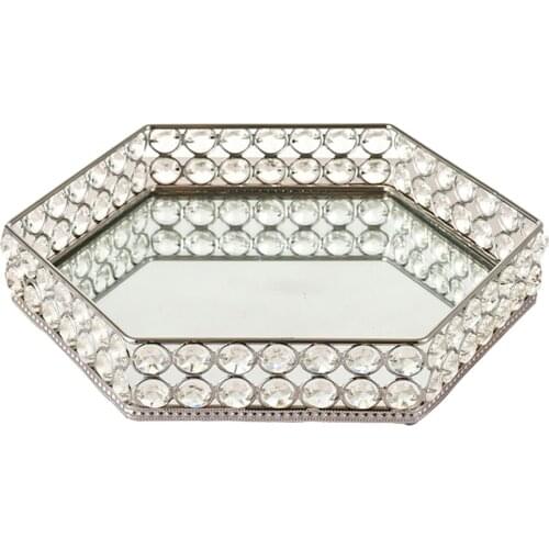 1pc Crystal Vanity Tray Mirror Cosmetic Bottle Desktop Decor