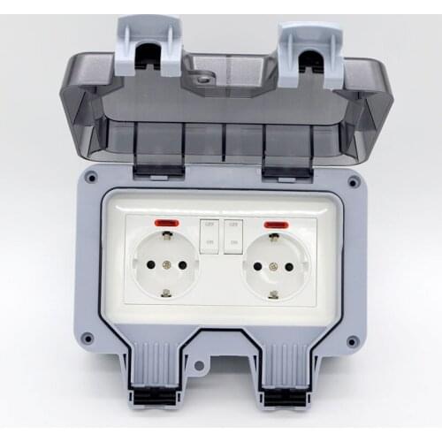 10pcs New Outdoor Waterproof Socket Two Position Wall Plug UK,EU Standard 16A Power Supply Jack With Dual USB Charging Port 2.1A