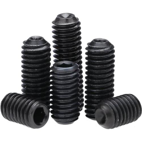 2/5/10PCS Hexagon M10 M12 Grub Screw Plain Cup Point Socket Set Screw Black Grade 12.9