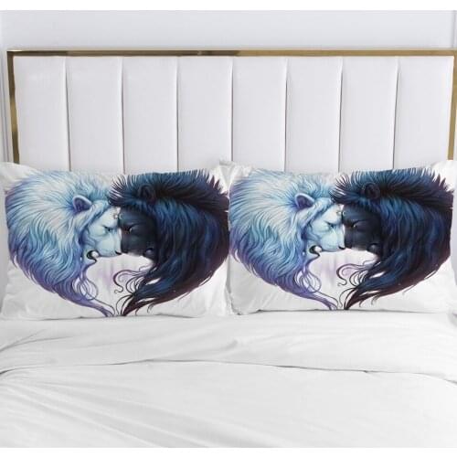 2pc Pillow Case Pillowcase 50x70 50x75 50x80 50x90 80x80 70x70 Decorative Pillow Cover Bedding Animal yinyang lion