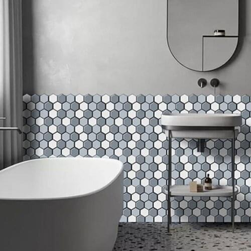 5Pcs 3D Wall Sticker Hexagon Shape Self-adhesive Wall Stickers PVC Living Room Wallpaper Background Wall Decals for Home