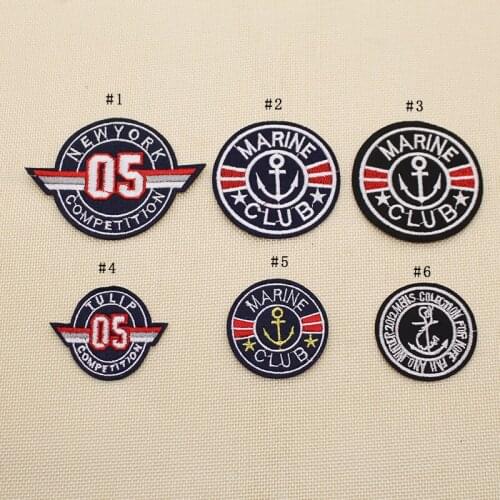 50pcs/lot Round Anchor Embroidery Patch Letter Clothing Decoration Sewing Accessories Diy Iron Heat Transfer Applique