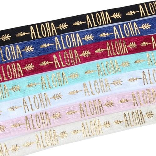 50yards/lot)Hot selling beautiful bridal ALOHA foe ribbons fold over elastic