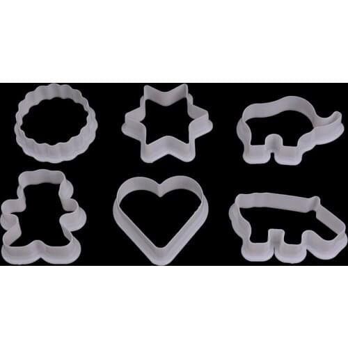 6pcs Animal Plastic Cookie Biscuit Cutters Pastry Fondant Moulds Cake Decor Tool