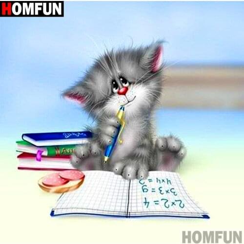 HOMFUN Full Square/Round Drill 5D DIY Diamond Painting "Cartoon cat" Embroidery Cross Stitch 3D Home Decor A10928