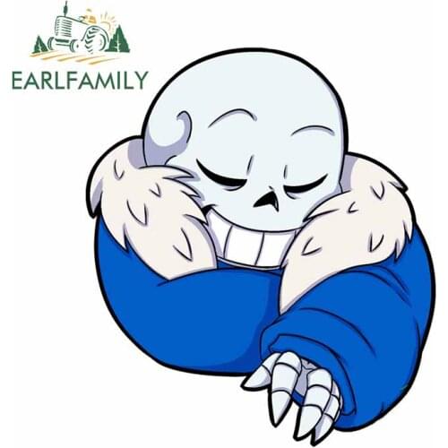 EARLFAMILY 13cm x 12.8cm for Sleepin Sans Undertale Waterproof Car Stickers Trunk Cartoon Decoration Decal Refrigerator Graphics