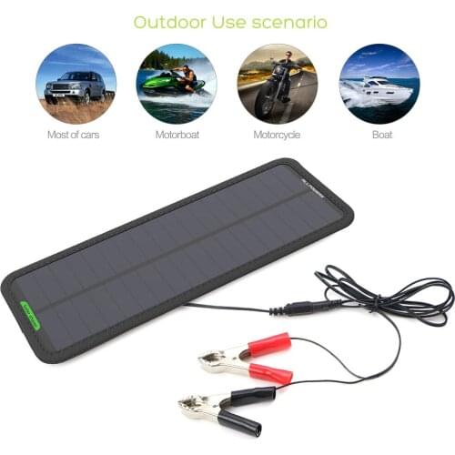 18V 7.5W Car Battery Solar Charger Solar Powered Car Battery Maintainer for Boat Car Vehicle Motorbike Yacht 12V Battery